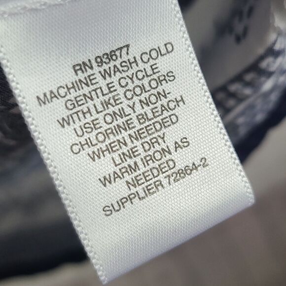 Liz Claiborne Blue Flutter Sleeve Border Print Lace Up Blouse Medium Tunic Top - Picture 6 of 8